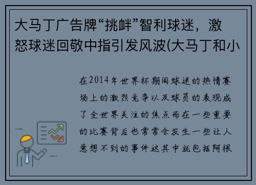 大马丁广告牌“挑衅”智利球迷，激怒球迷回敬中指引发风波(大马丁和小马丁)